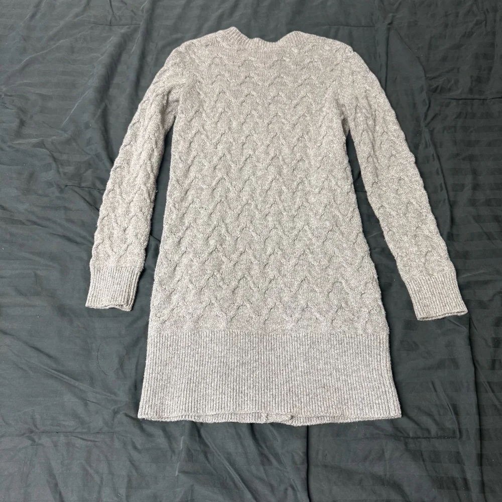 LOFT Light Gray Cable Knit Cardigan